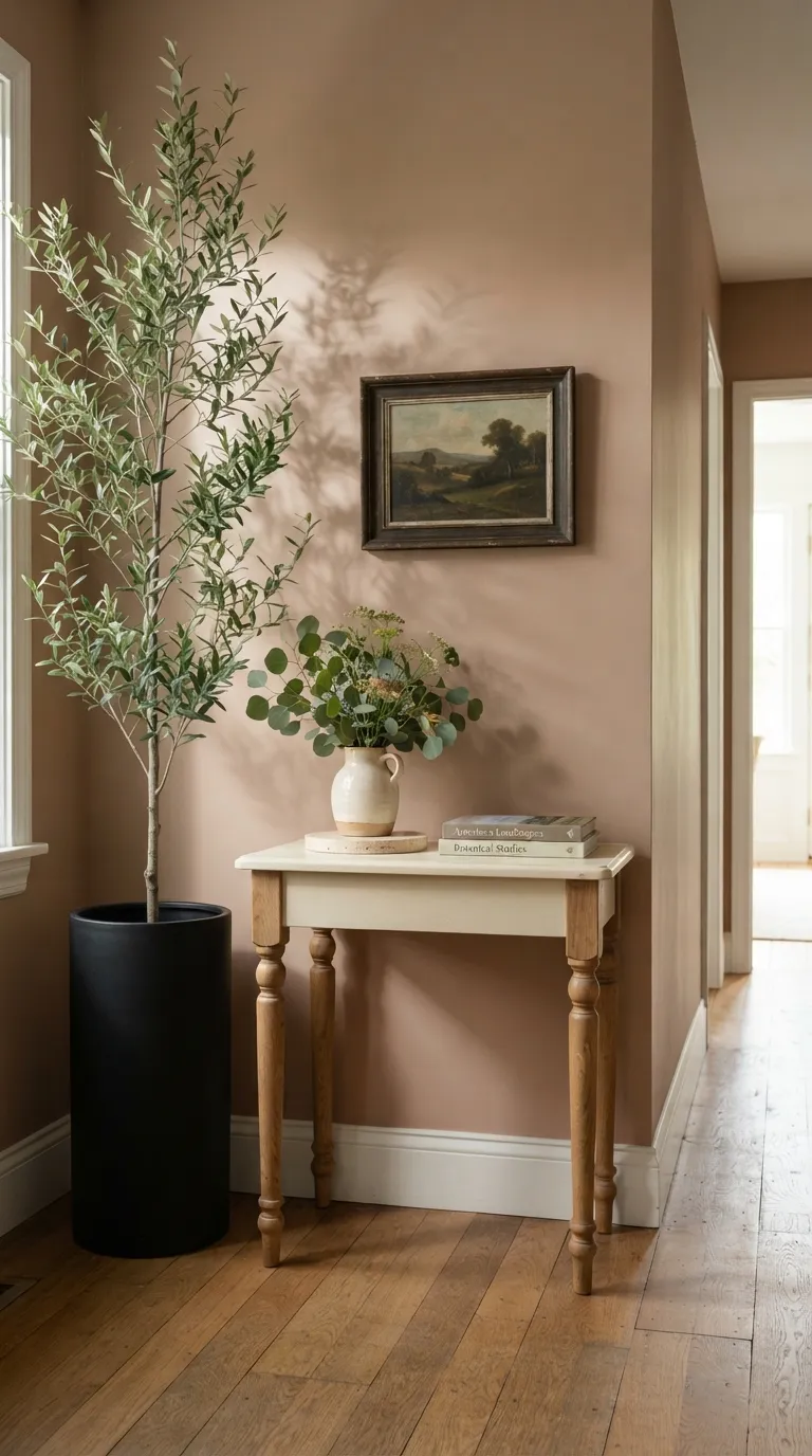 hallway console table decor ideas Bring In Greenery