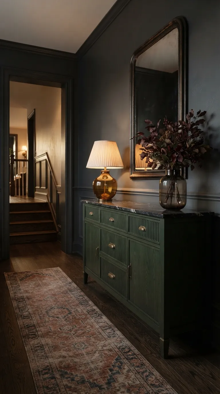 hallway console table decor ideas Create A Moody Entry