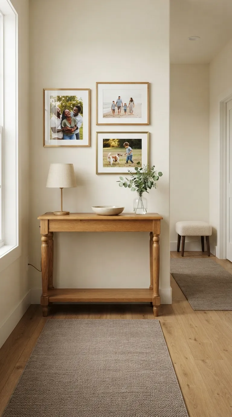 hallway console table decor ideas Display Family Photos