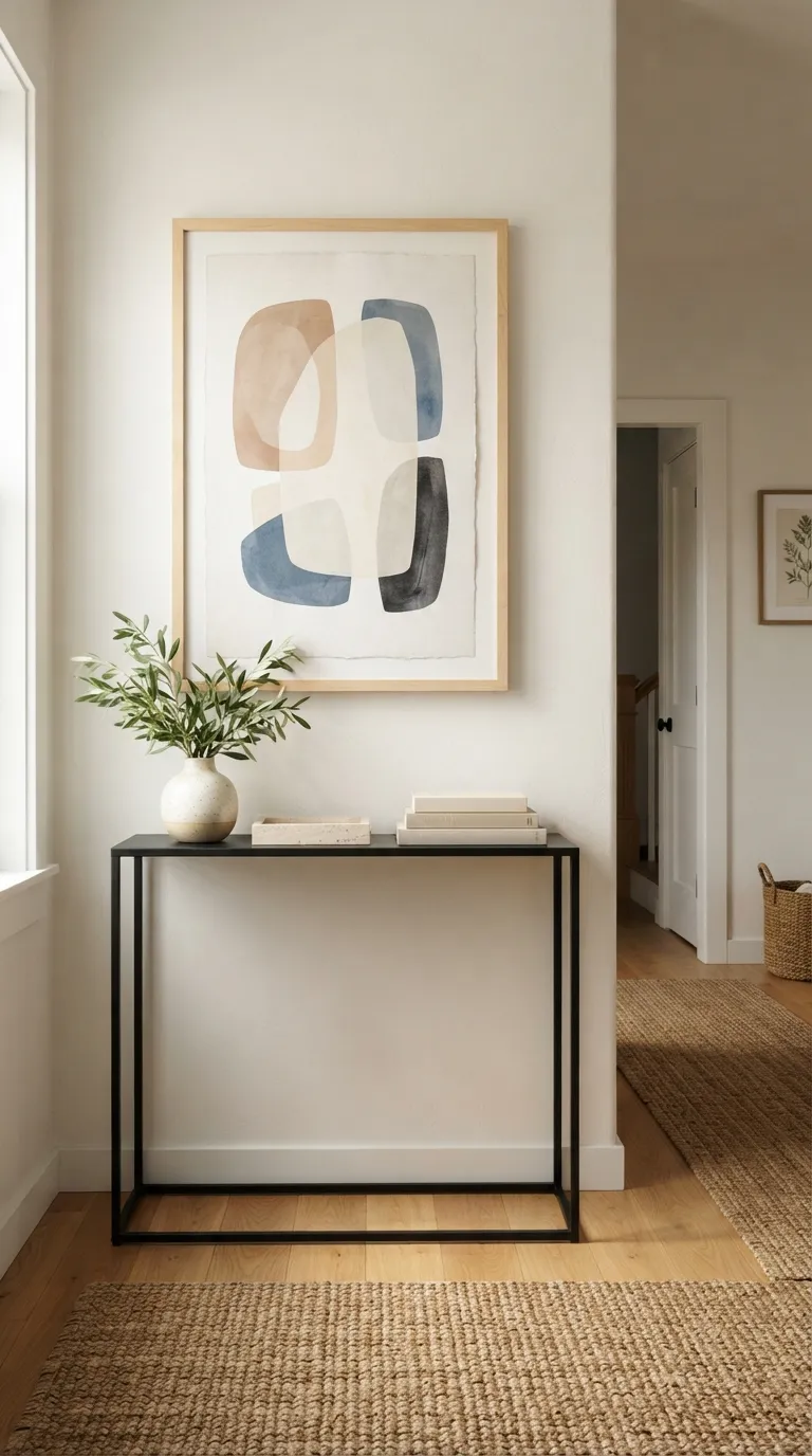 hallway console table decor ideas Frame It With Artwork