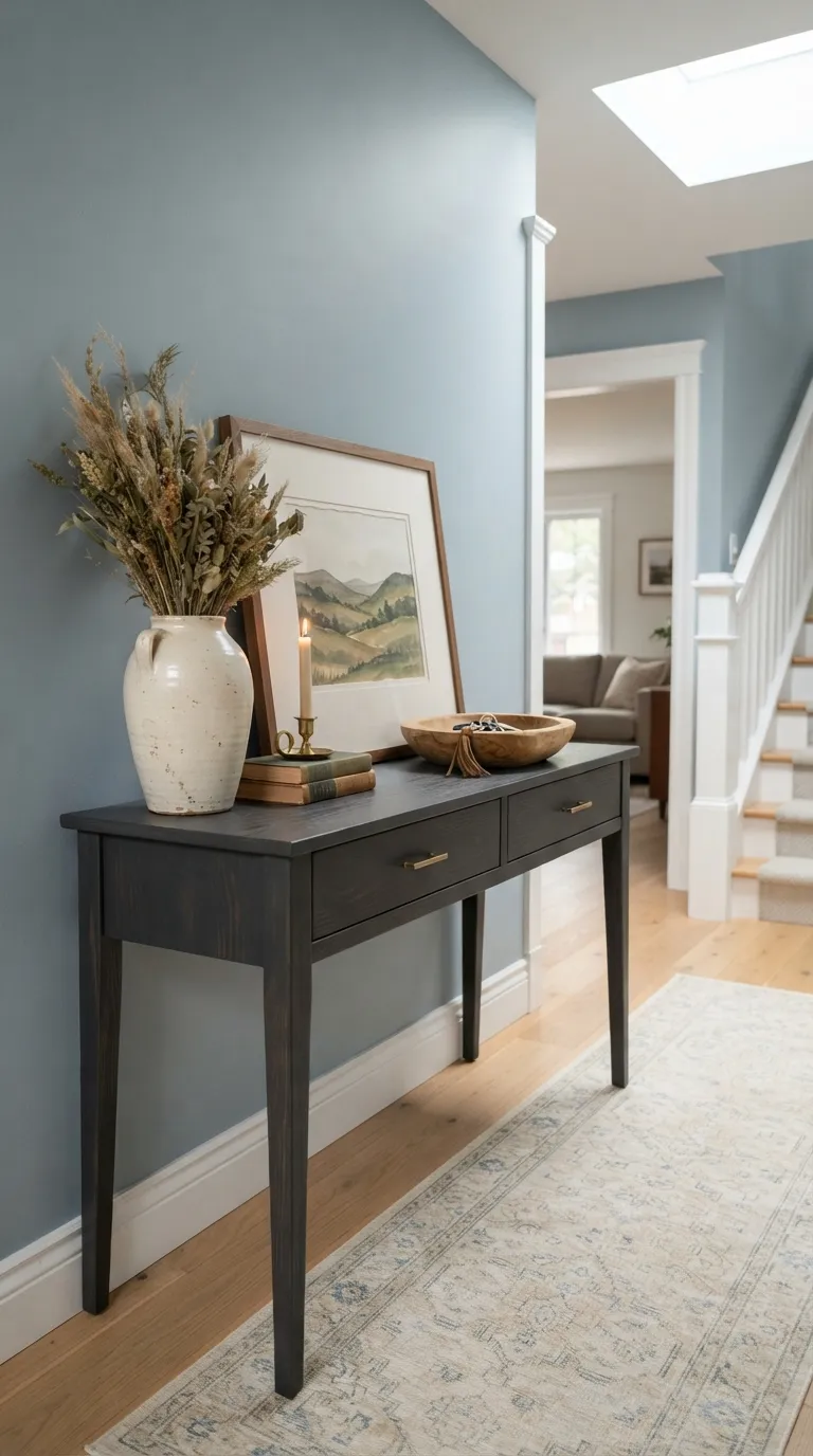 hallway console table decor ideas Try Balanced Tabletop Layers