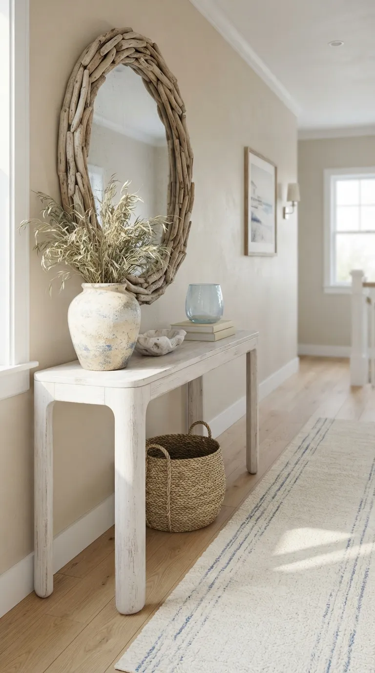 hallway console table decor ideas Use A Coastal Palette