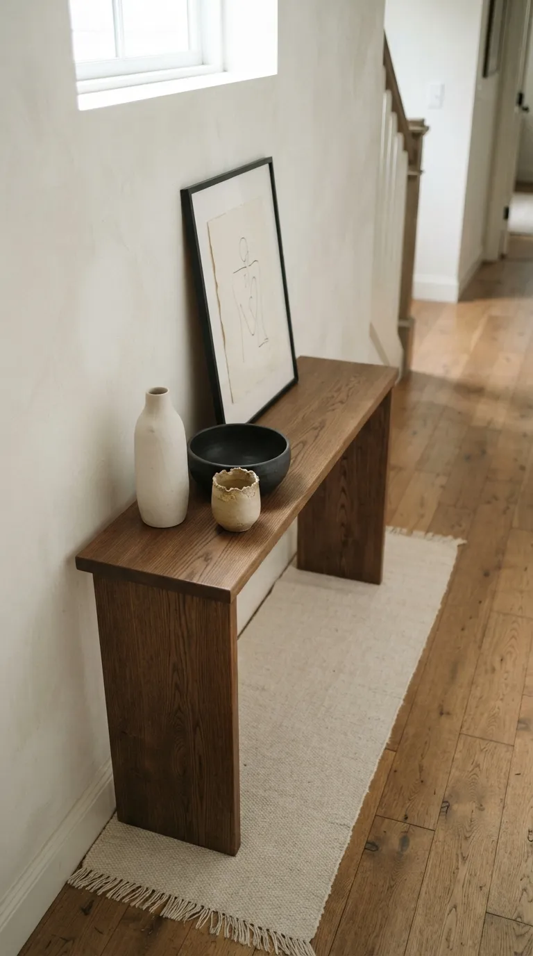hallway console table decor ideas Use Sculptural Ceramics