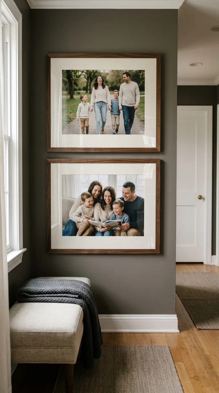 hallway wall decor ideas Oversized Family Portraits
