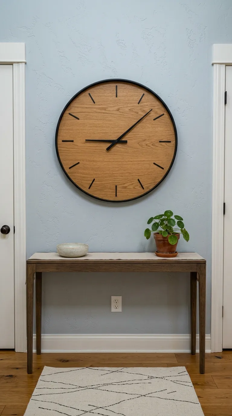 hallway wall decor ideas Oversized Round Clock