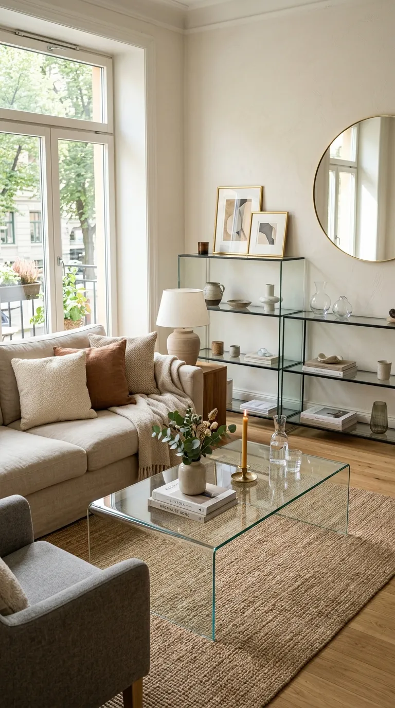 how to make a small apartment look bigger Glass Furniture Accents