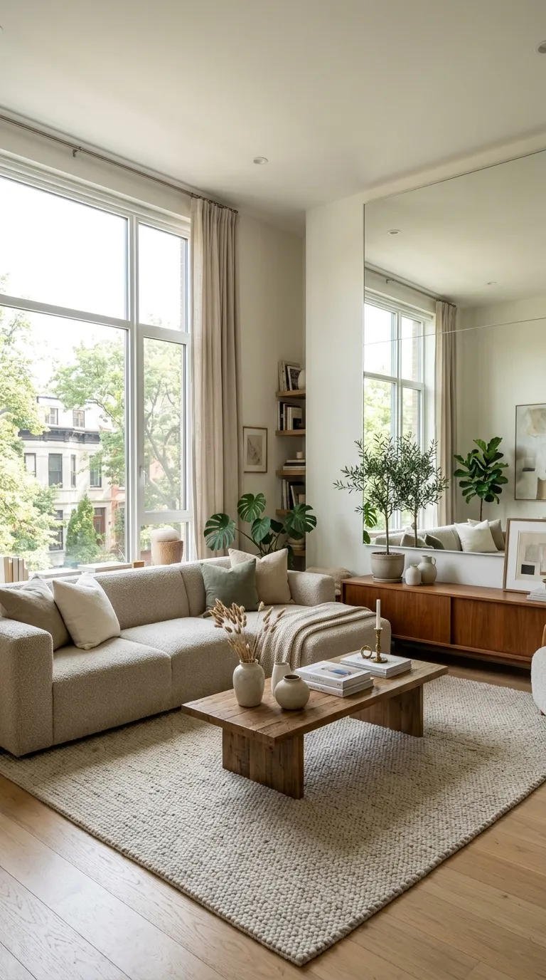how to make a small apartment look bigger Oversized Mirrors