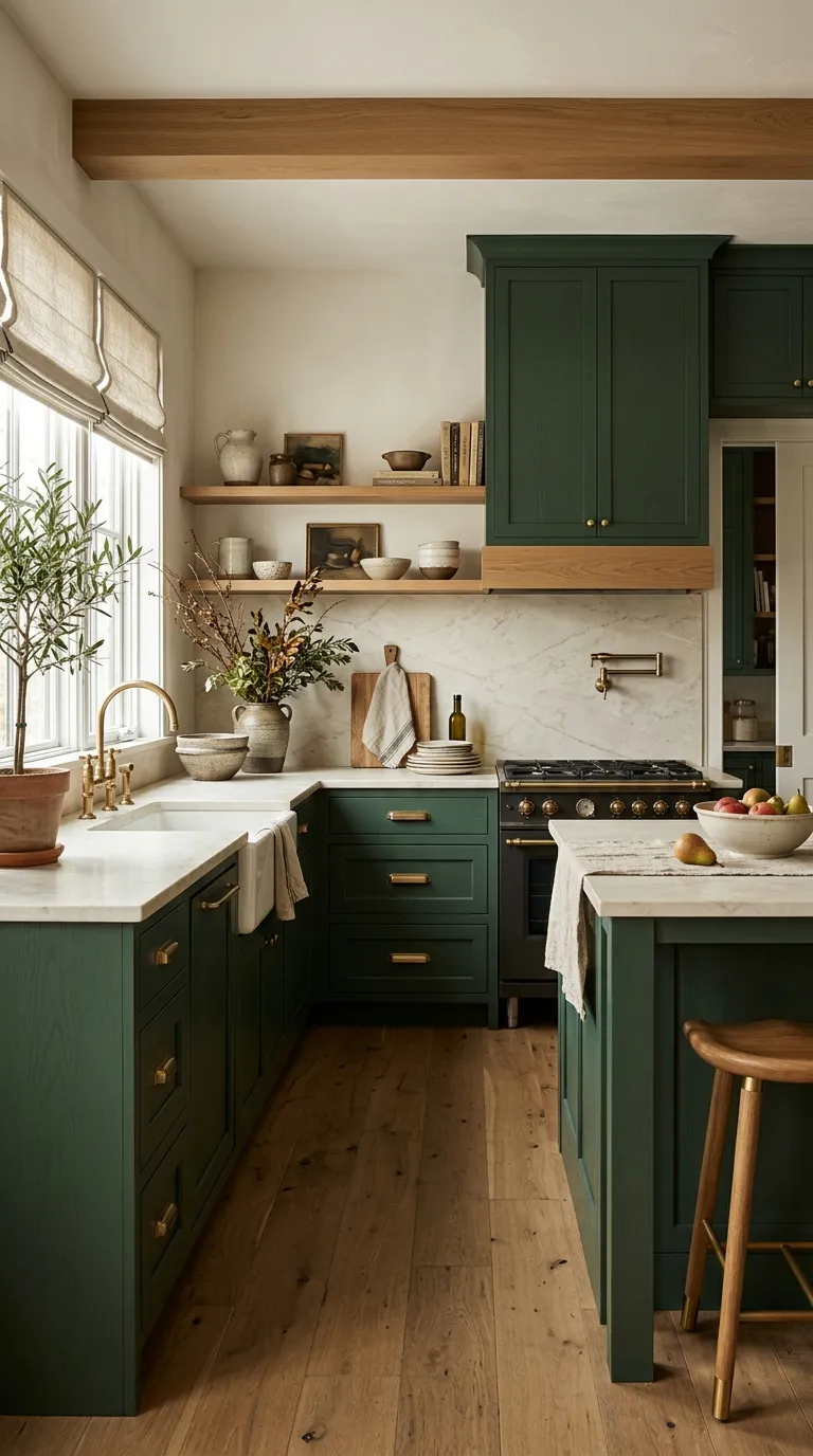 kitchen cabinet color ideas Deep Forest Green