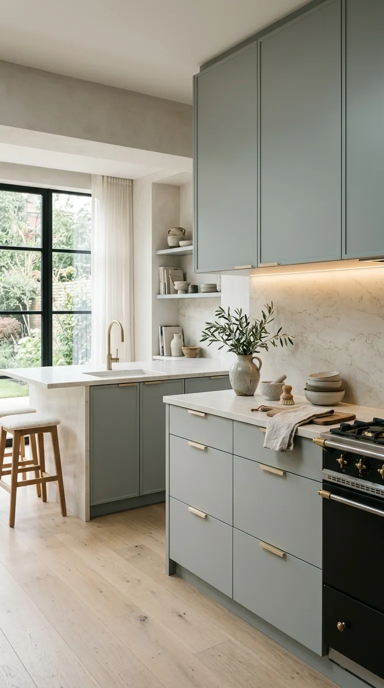 kitchen cabinet color ideas Greige Blue