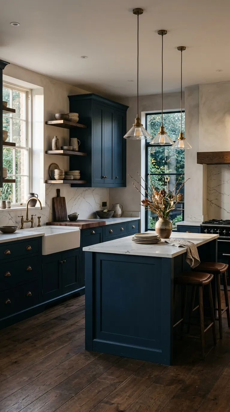 kitchen cabinet color ideas Moody Navy
