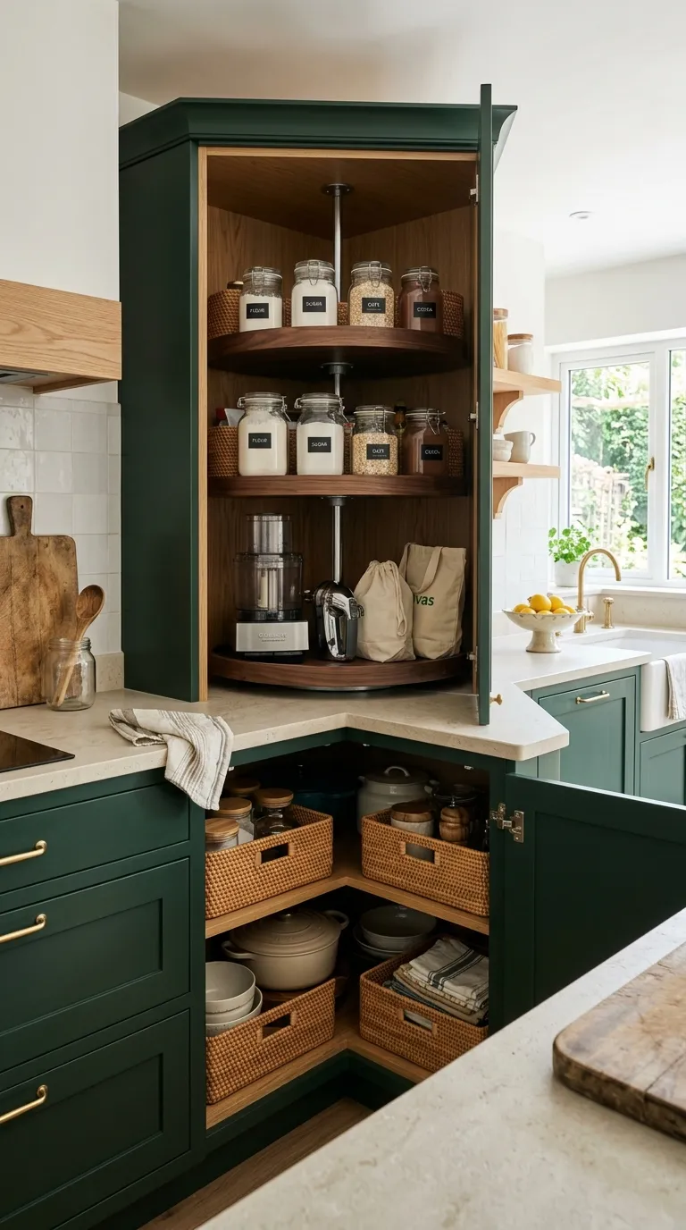 kitchen cabinet organization ideas Corner Cabinet Bins