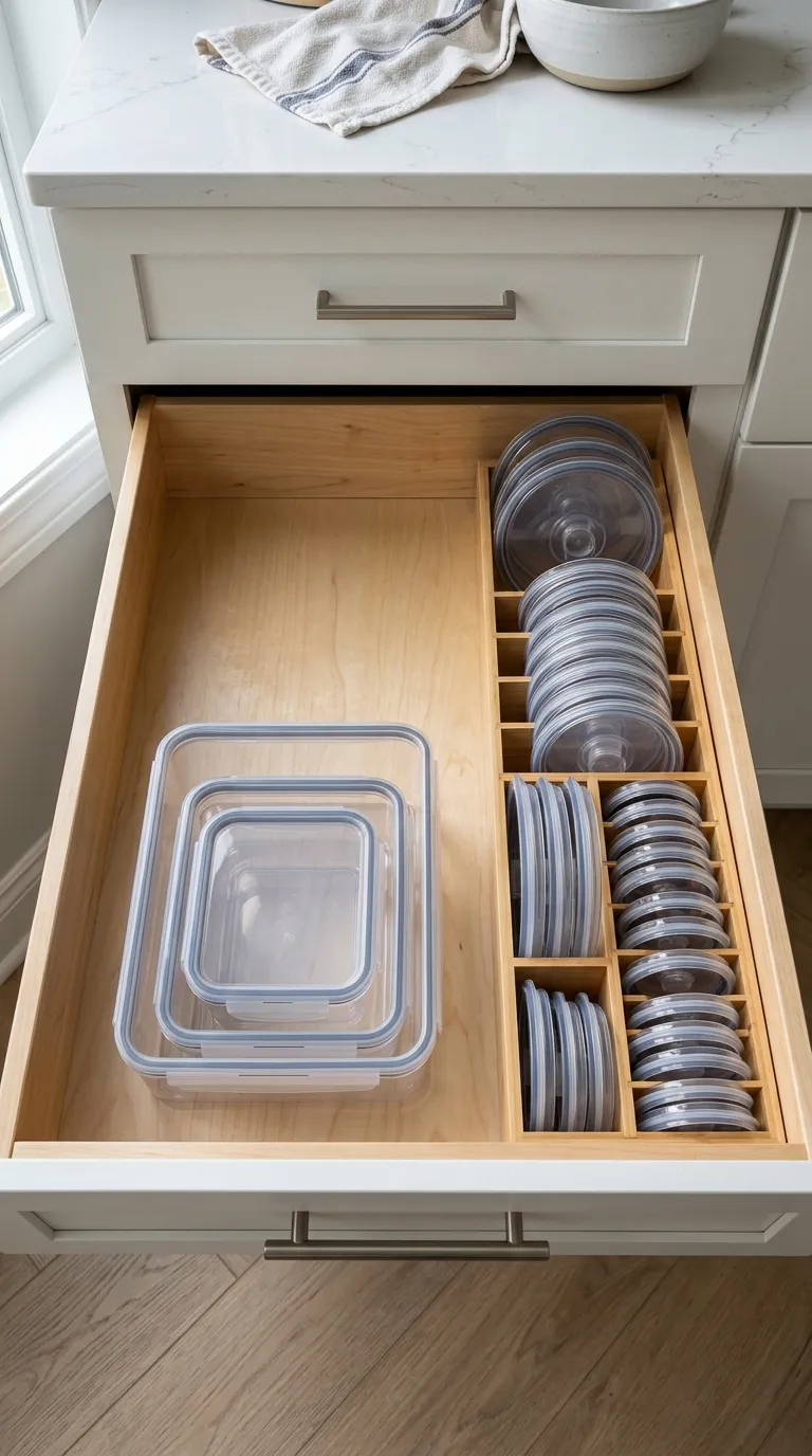 kitchen cabinet organization ideas Food Container Drawer