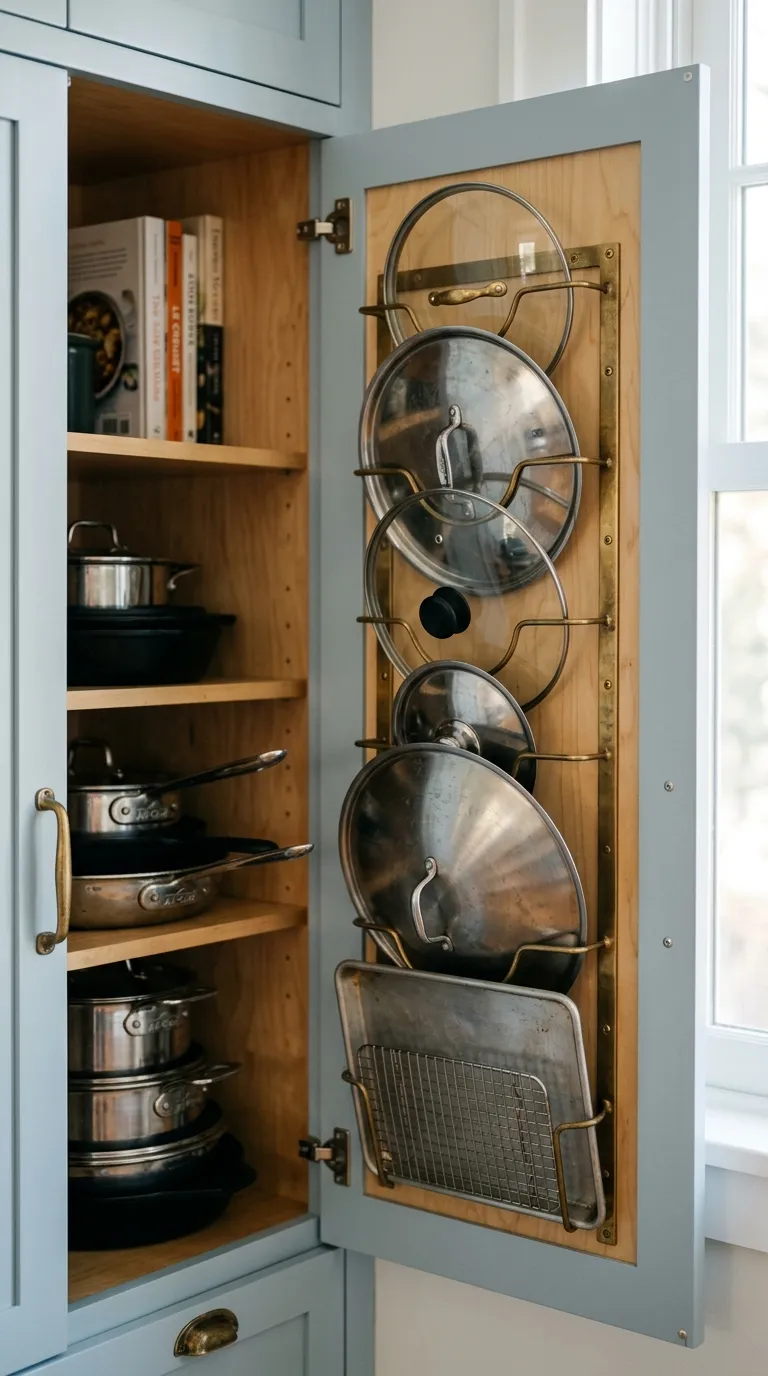 kitchen cabinet organization ideas Lid Organizer Rack