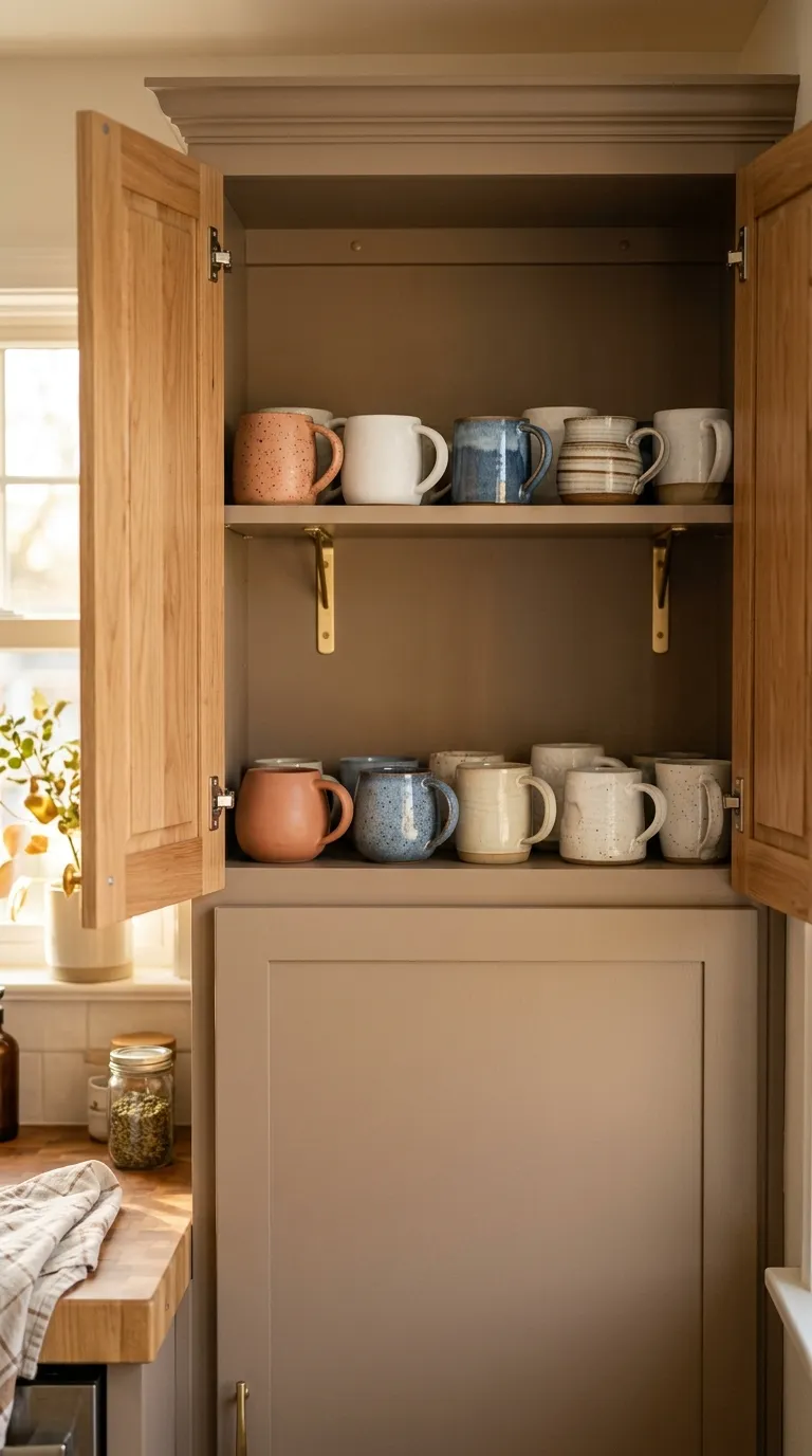 kitchen cabinet organization ideas Mug Display Shelves