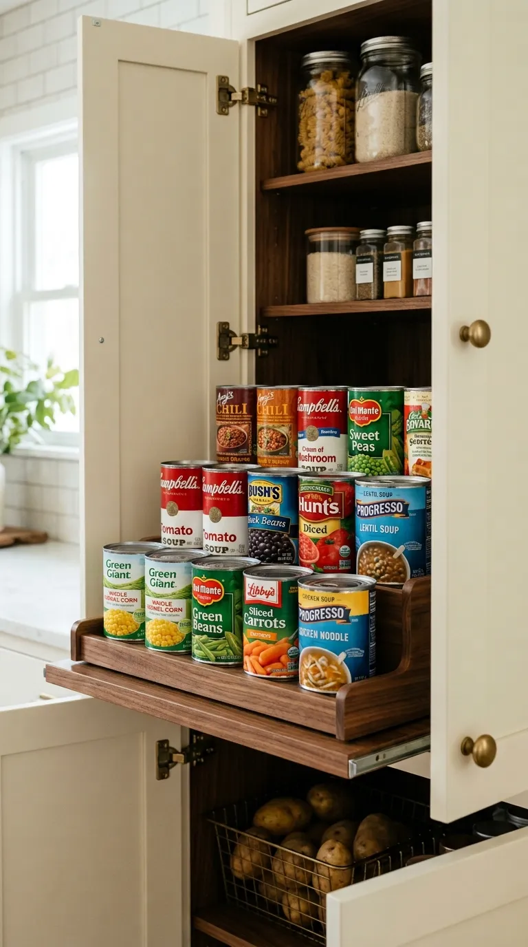 kitchen cabinet organization ideas Tiered Can Storage