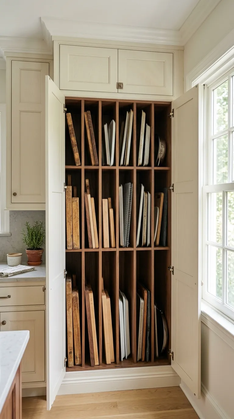 kitchen cabinet organization ideas Vertical Tray Storage