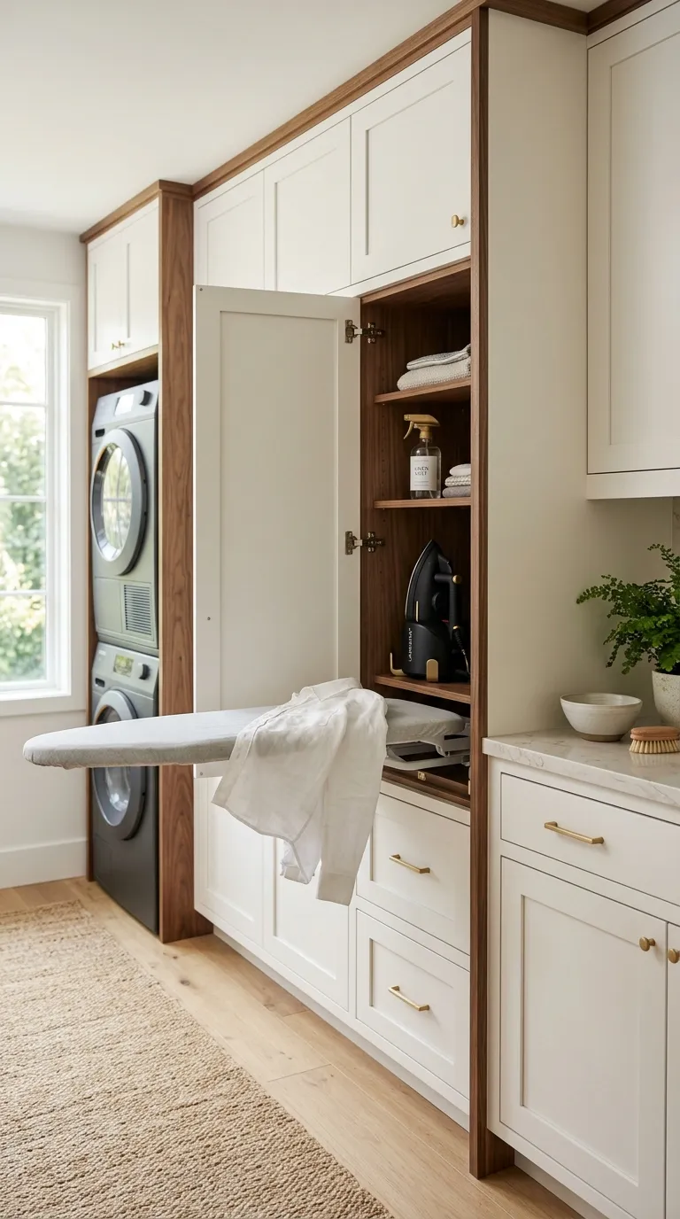 laundry room makeover ideas Concealed Ironing Center
