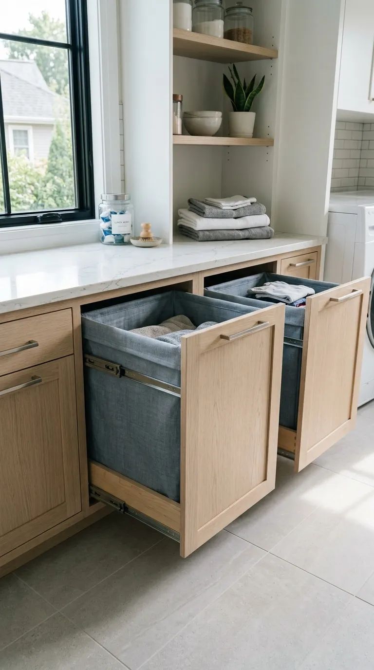 laundry room makeover ideas Pull-Out Hamper Drawers