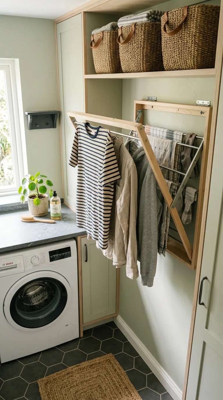 laundry room makeover ideas Wall-Mounted Drying Rack