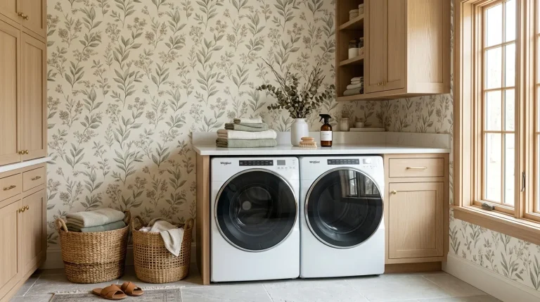 laundry room makeover ideas wallpaper