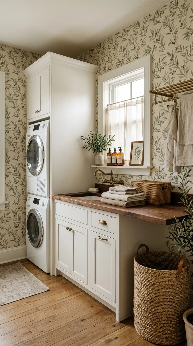 laundry room makeover ideas Wallpaper Accent Wall