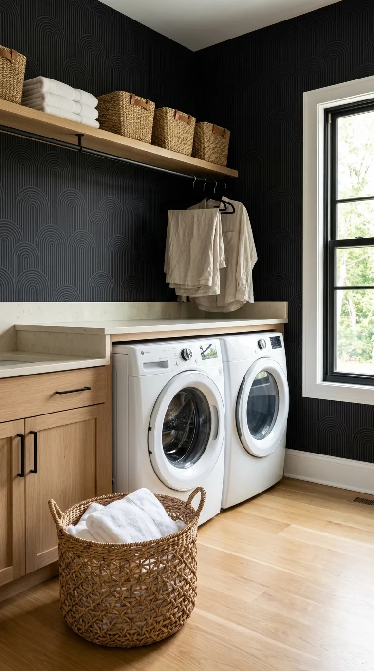 laundry room makeover ideas wallpaper Black Accent Wallpaper