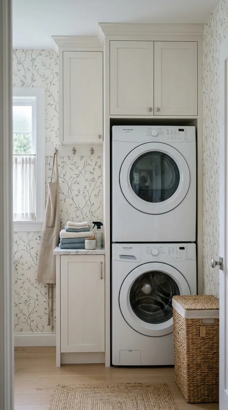 laundry room makeover ideas wallpaper Delicate Vine Pattern
