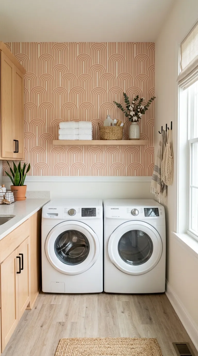 laundry room makeover ideas wallpaper Peel-and-Stick Style