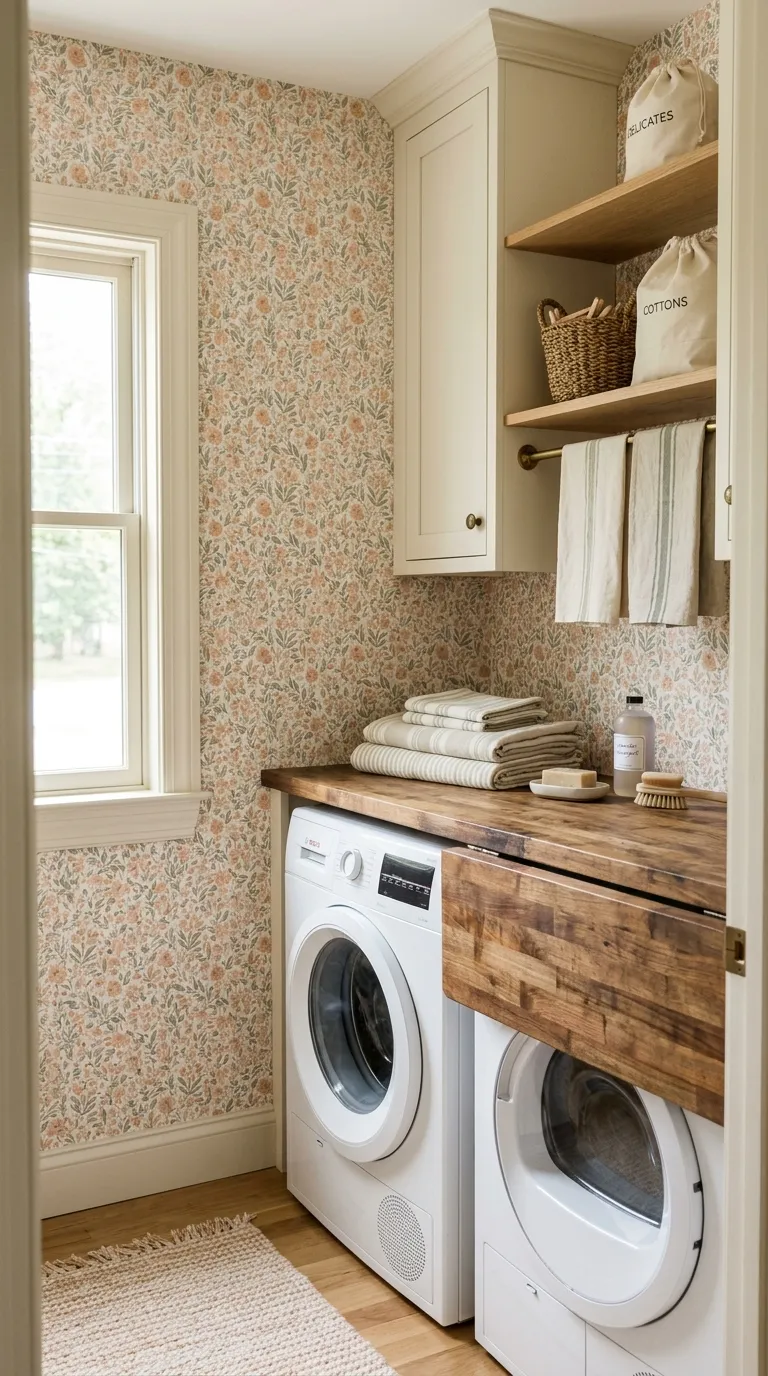 laundry room makeover ideas wallpaper Small Print Charm