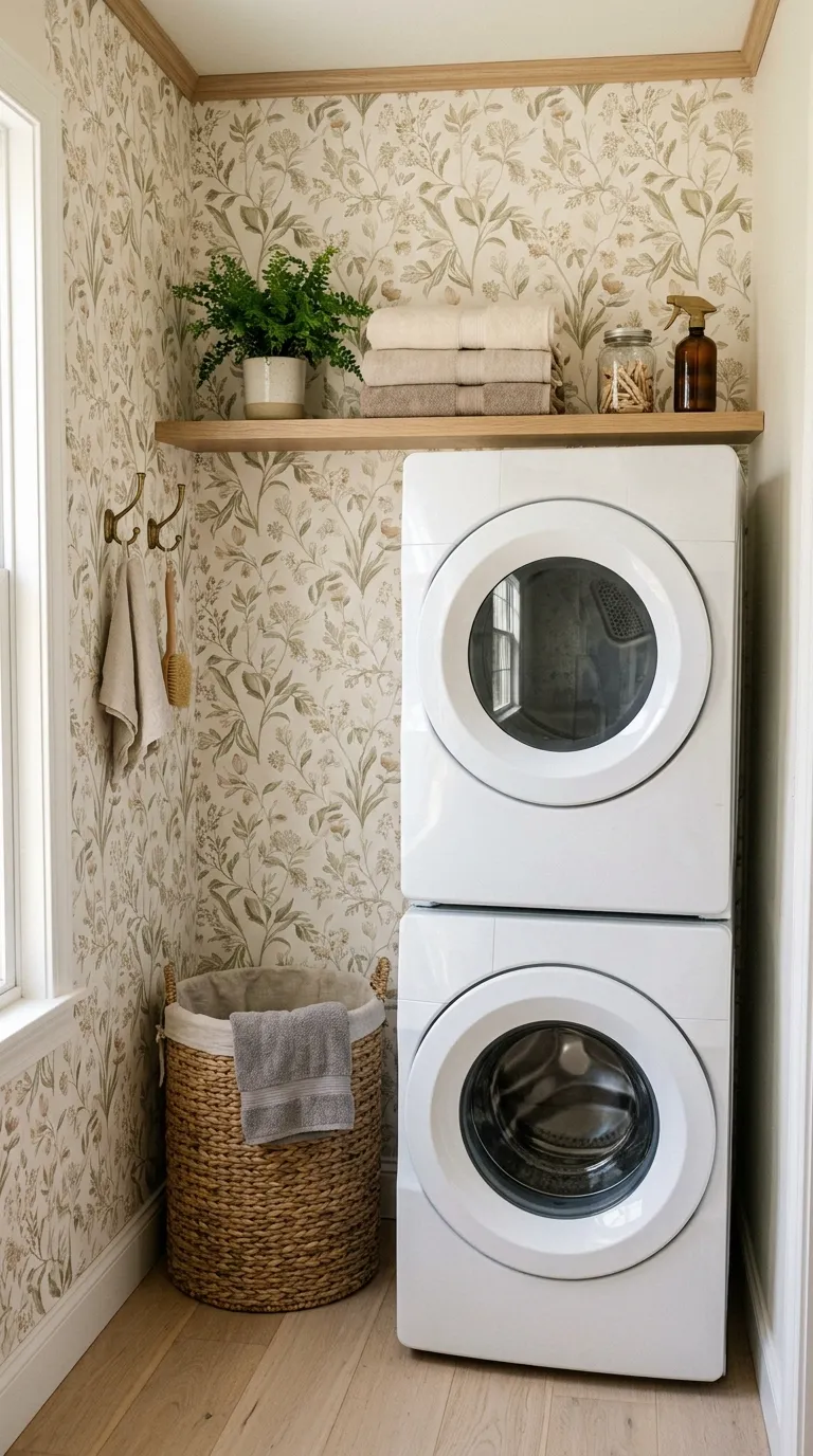 laundry room makeover ideas wallpaper Soft Botanical Walls