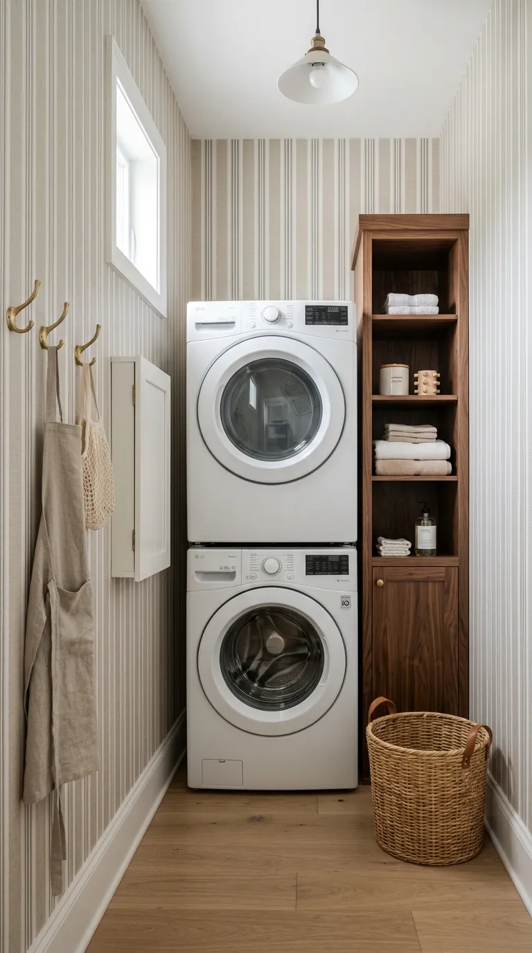 laundry room makeover ideas wallpaper Striped Wallpaper Look