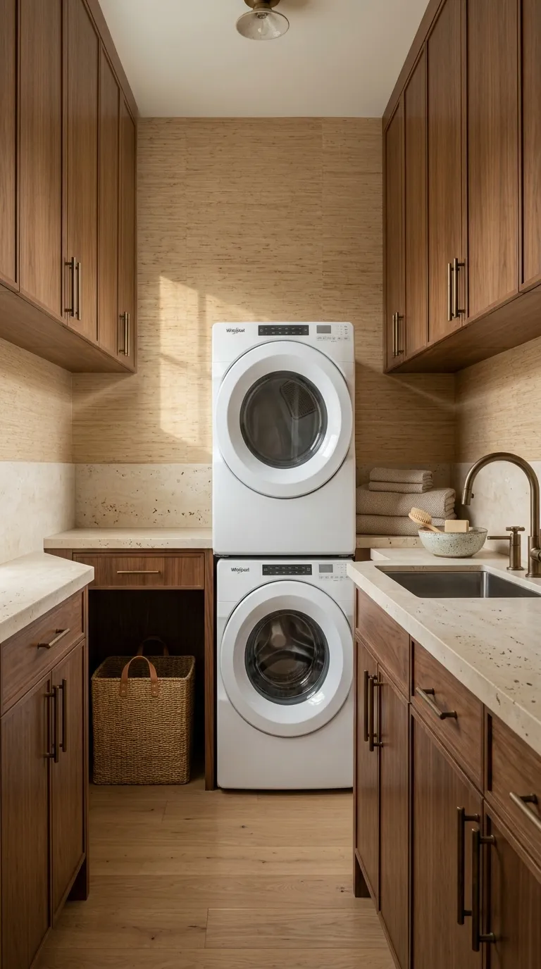 laundry room makeover ideas wallpaper Textured Grasscloth Style