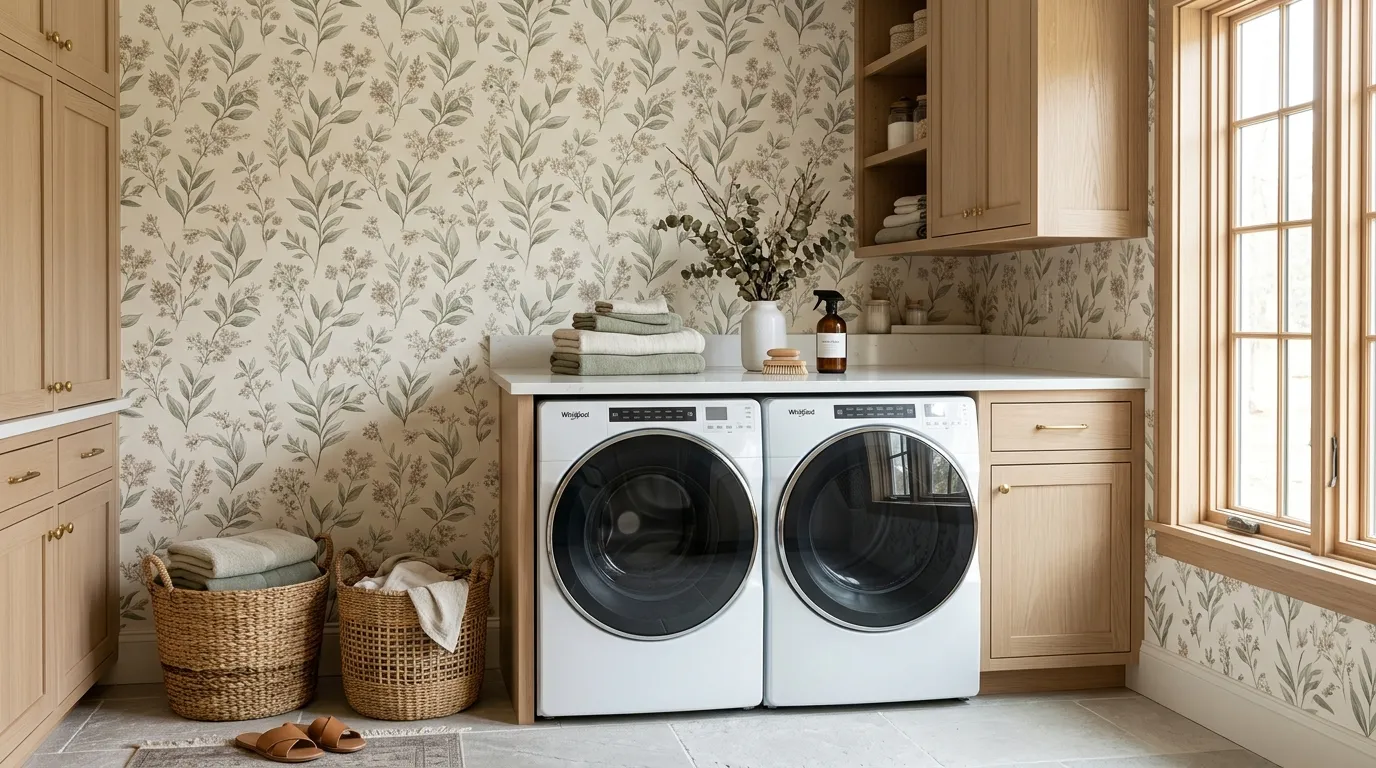 laundry room makeover ideas wallpaper