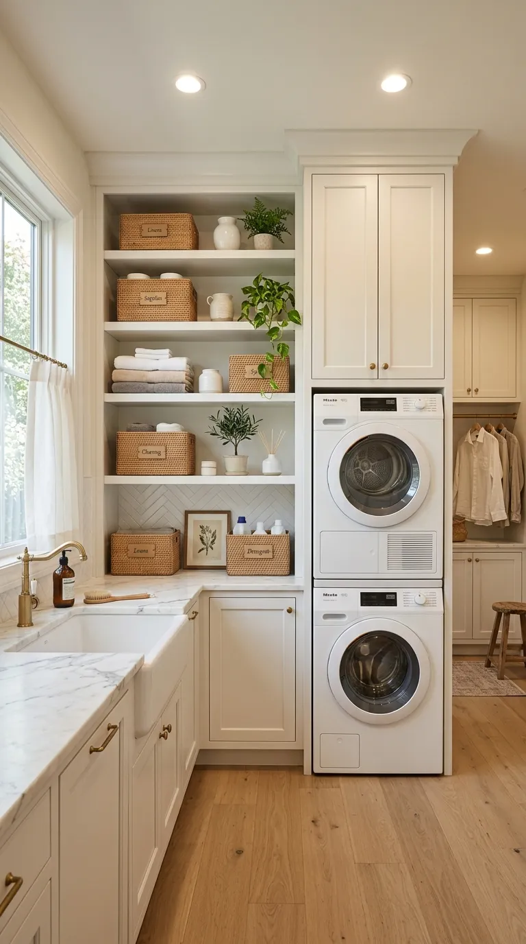 laundry room shelf decor ideas Built-In Cabinet Shelves