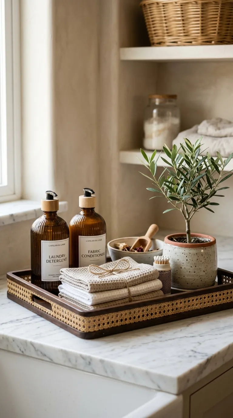 laundry room shelf decor ideas Decorative Tray Arrangements
