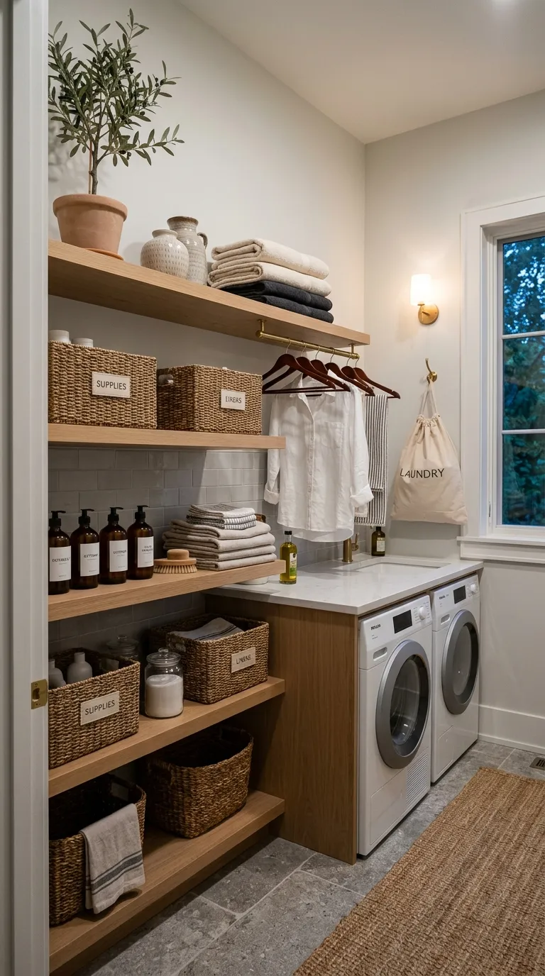 laundry room shelf decor ideas Luxe Functional Corners