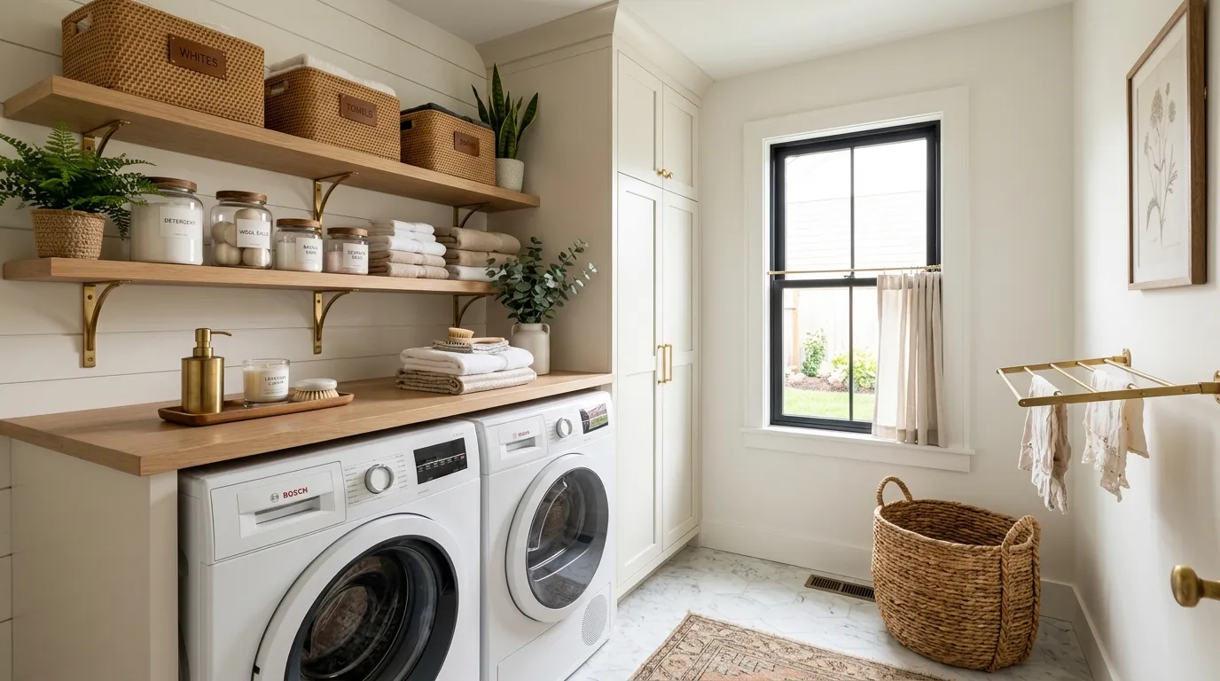 laundry room shelf decor ideas