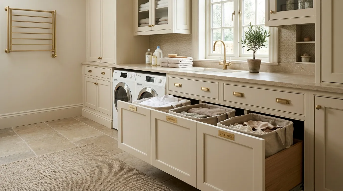 laundry room storage ideas for small spaces Hidden Hamper Drawers