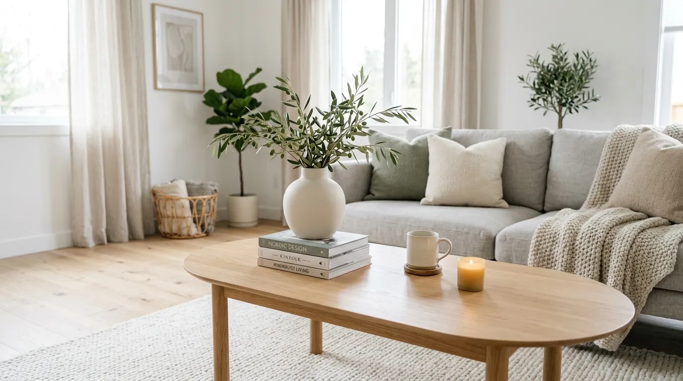 minimalist modern coffee table styling Organic Greenery