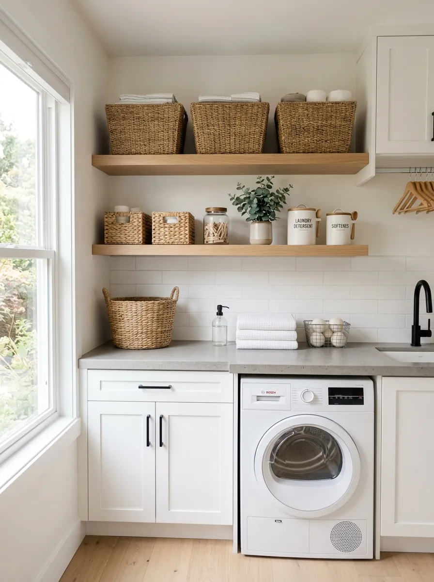 modern farmhouse laundry room ideas Woven Storage Baskets