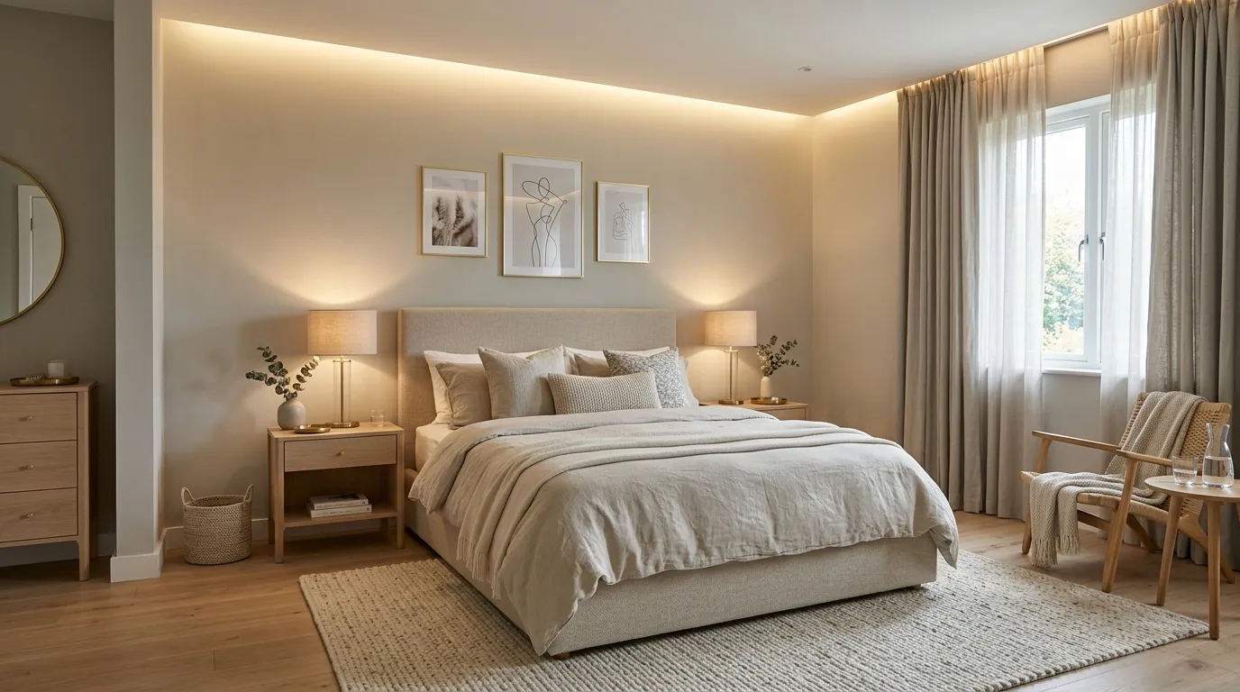modern guest room decor ideas Soft Ambient Lighting