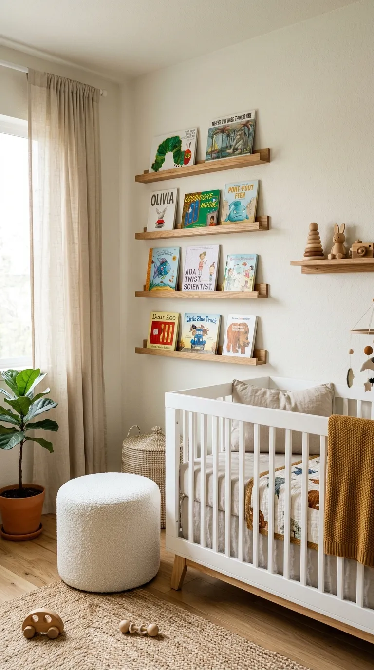 nursery decor ideas on a budget Floating Book Ledges