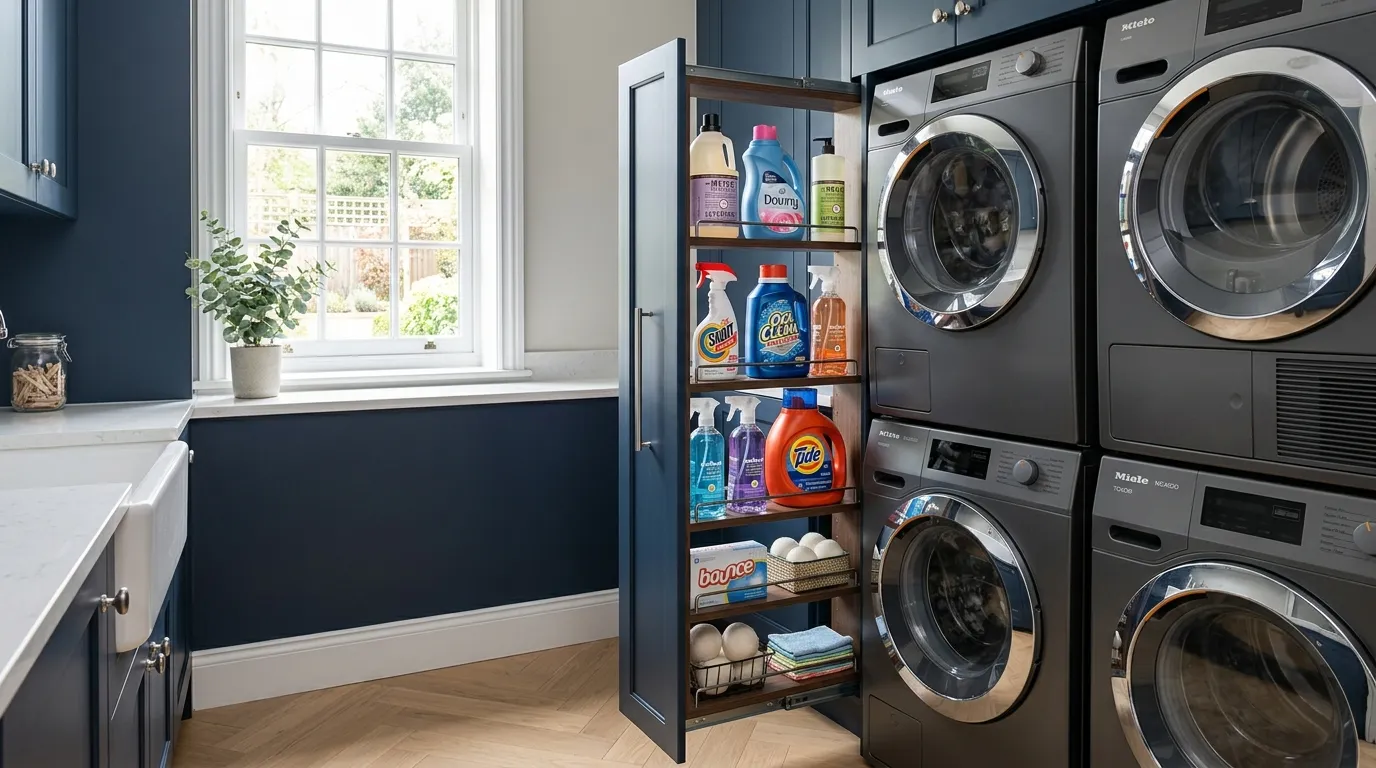 laundry room storage ideas for small spaces Slim Pull-Out Cabinet