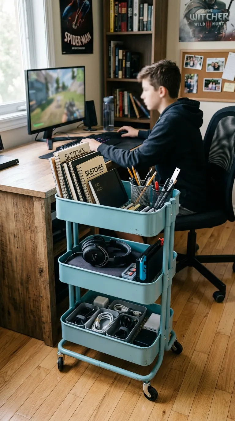 room ideas for teens boys Rolling Storage Cart