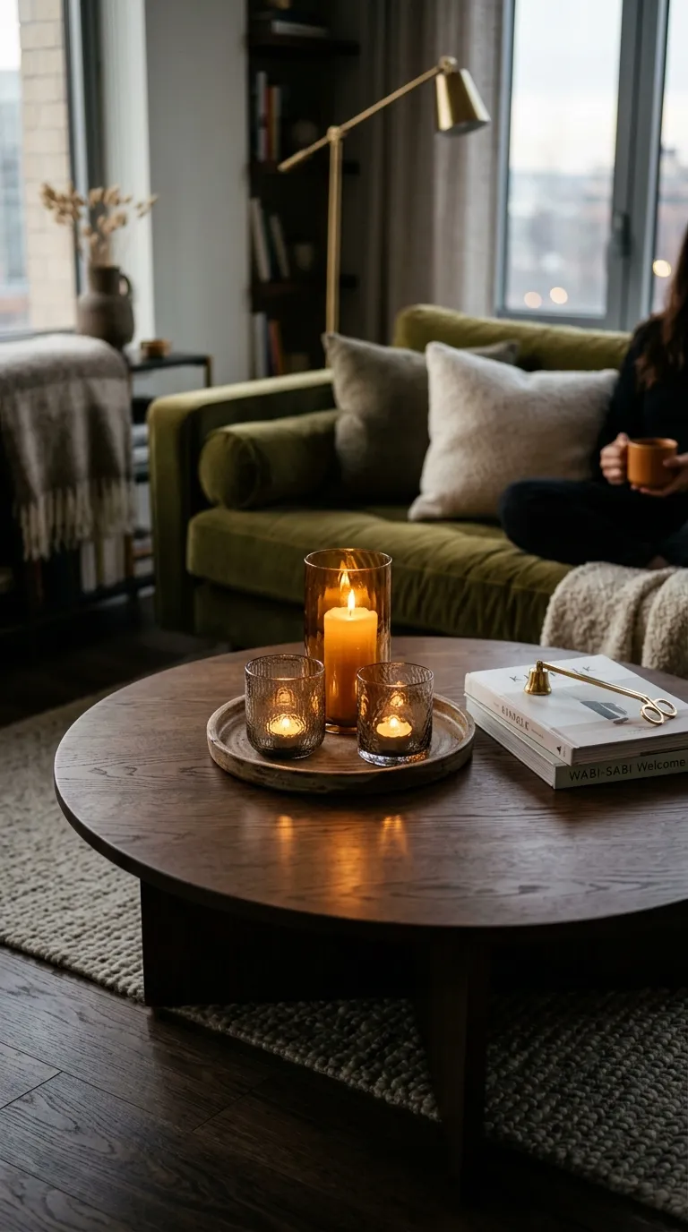 round modern coffee table decor ideas Candlelight Accent