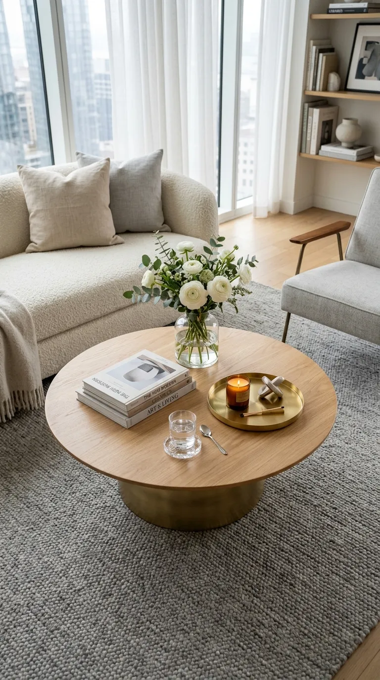 round modern coffee table decor ideas Glass Element Balance
