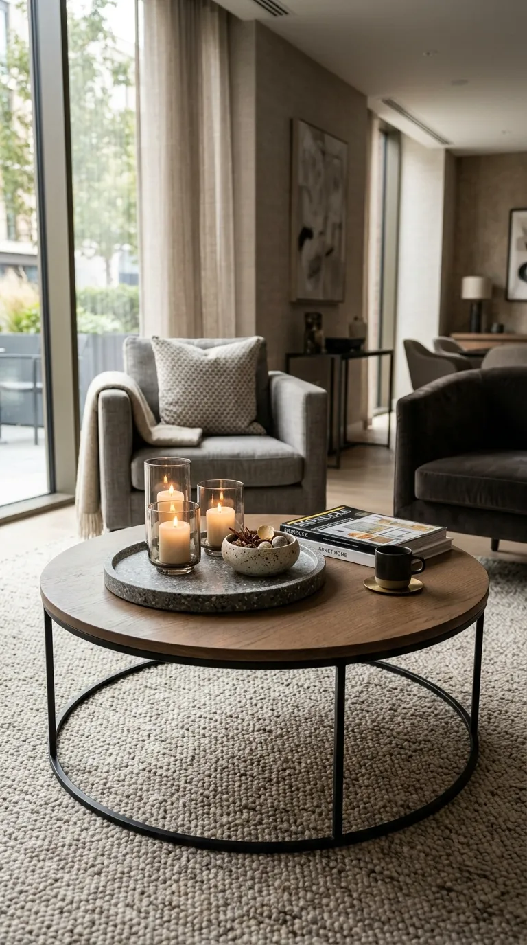 round modern coffee table decor ideas Minimal Tray Arrangement