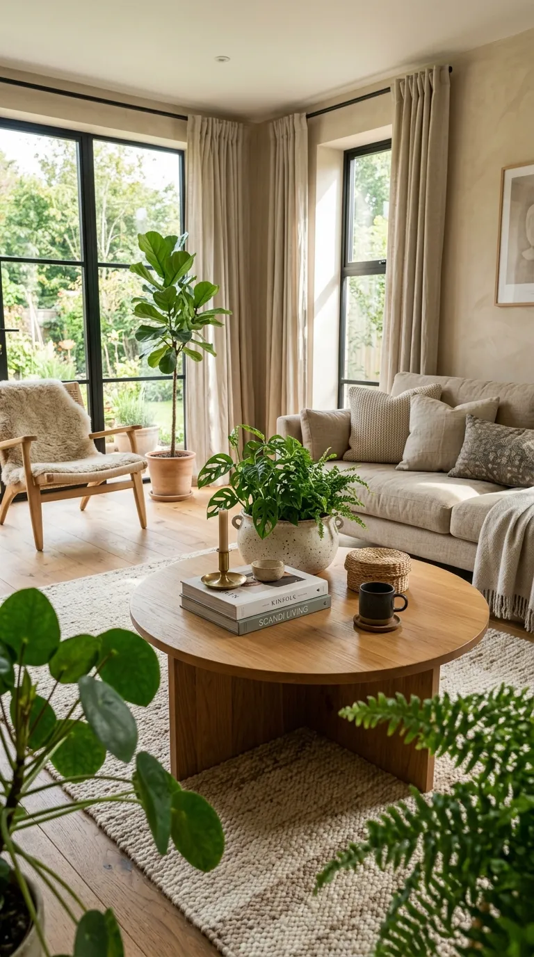 round modern coffee table decor ideas Natural Greenery Touch
