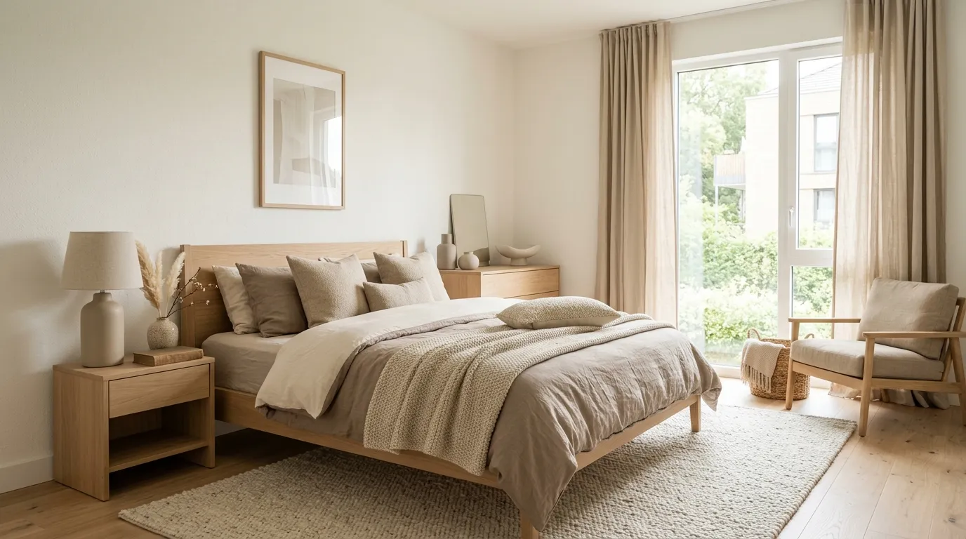 small apartment bedroom ideas for couples Soft Neutral Palette