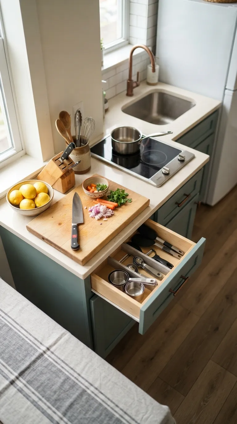 small apartment kitchen organization ideas Build a Prep Station